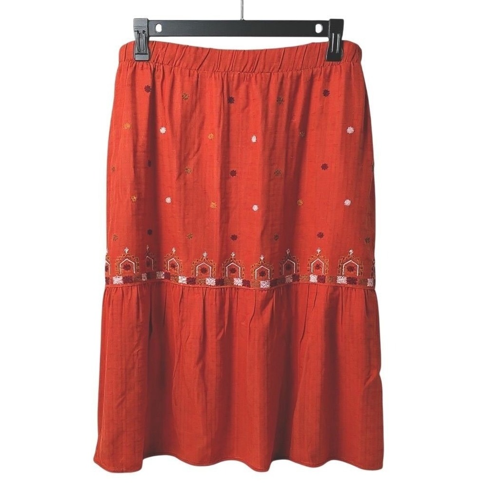 NEW Nurture by Westbound Women 2X Rust Orange Embroidered Tiered‎ Midi Skirt